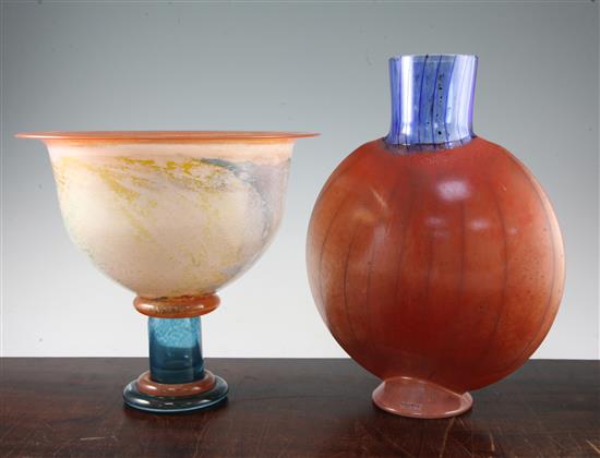 Two Kosta Boda Art Collection glass vessels, signed K. Engman, modern, 35.5cm and 28.5cm